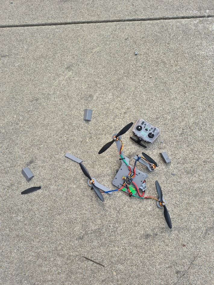 v2 in pieces on the pad